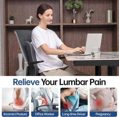 Soft Comfortable Memory Lumbar Support Pillow Back Cushion for Car & Office