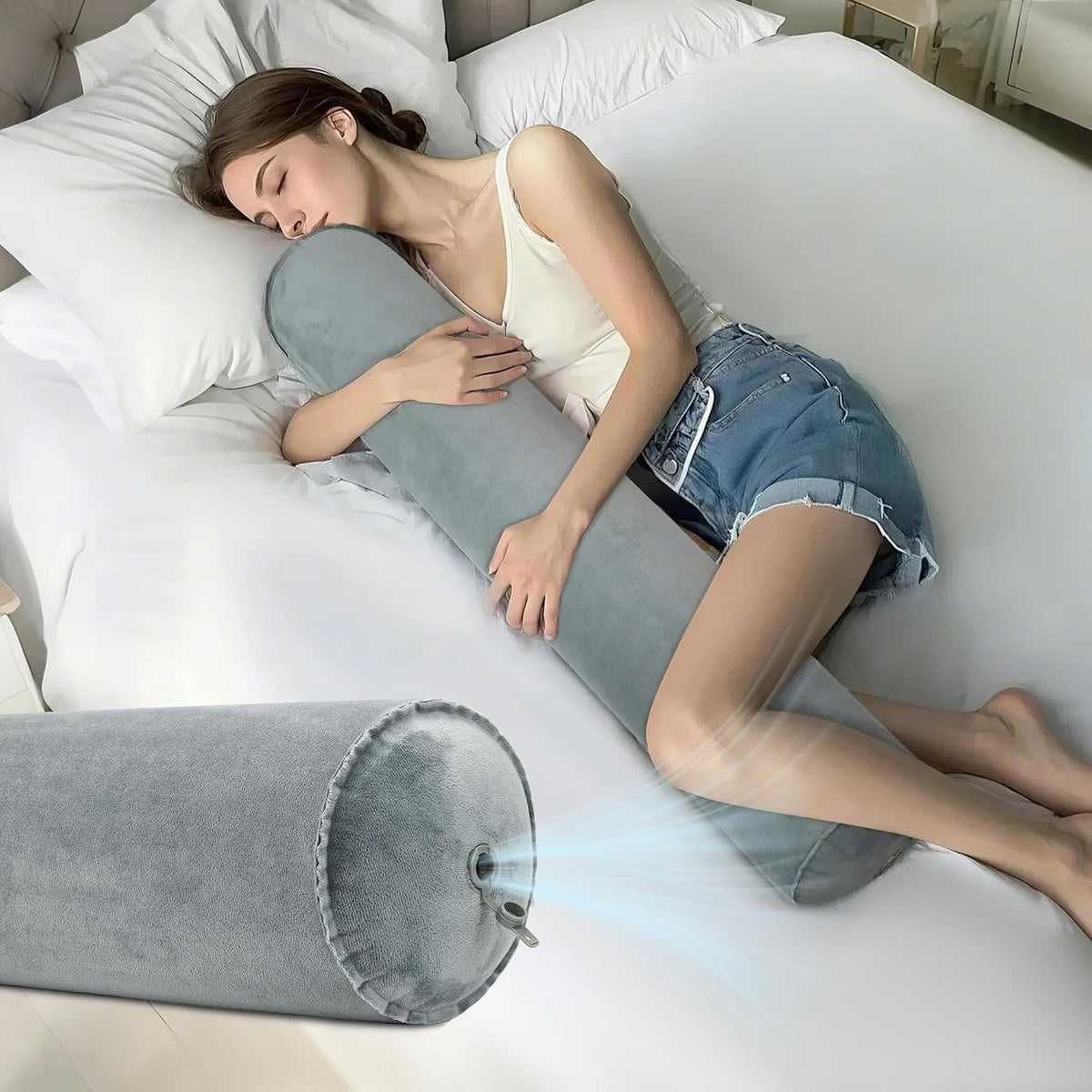 ONTYZZ Inflatable Round Neck Pillow Cervical Roll Pillow, 4.9 * 14.96 inch