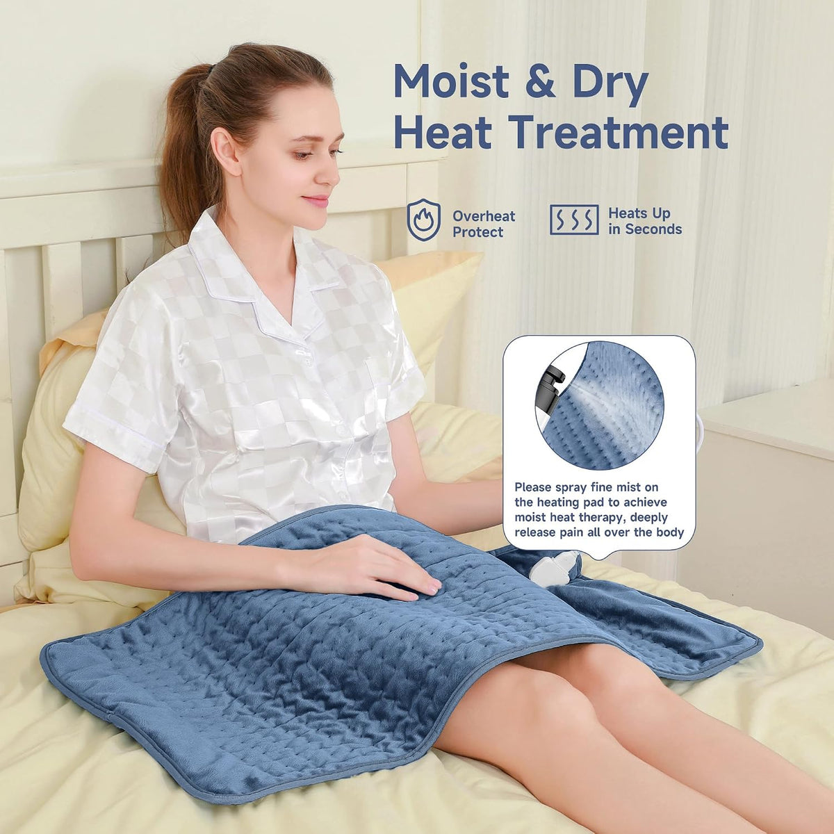 NBKLS Heating Pads for Back Neck Shoulder Pain, Electric Heating Pad Auto Shut Off, Fast Heat, Large Heating Pad Christmas Gift for Women Men, Birthday Gifts for Mom Dad (Blue)