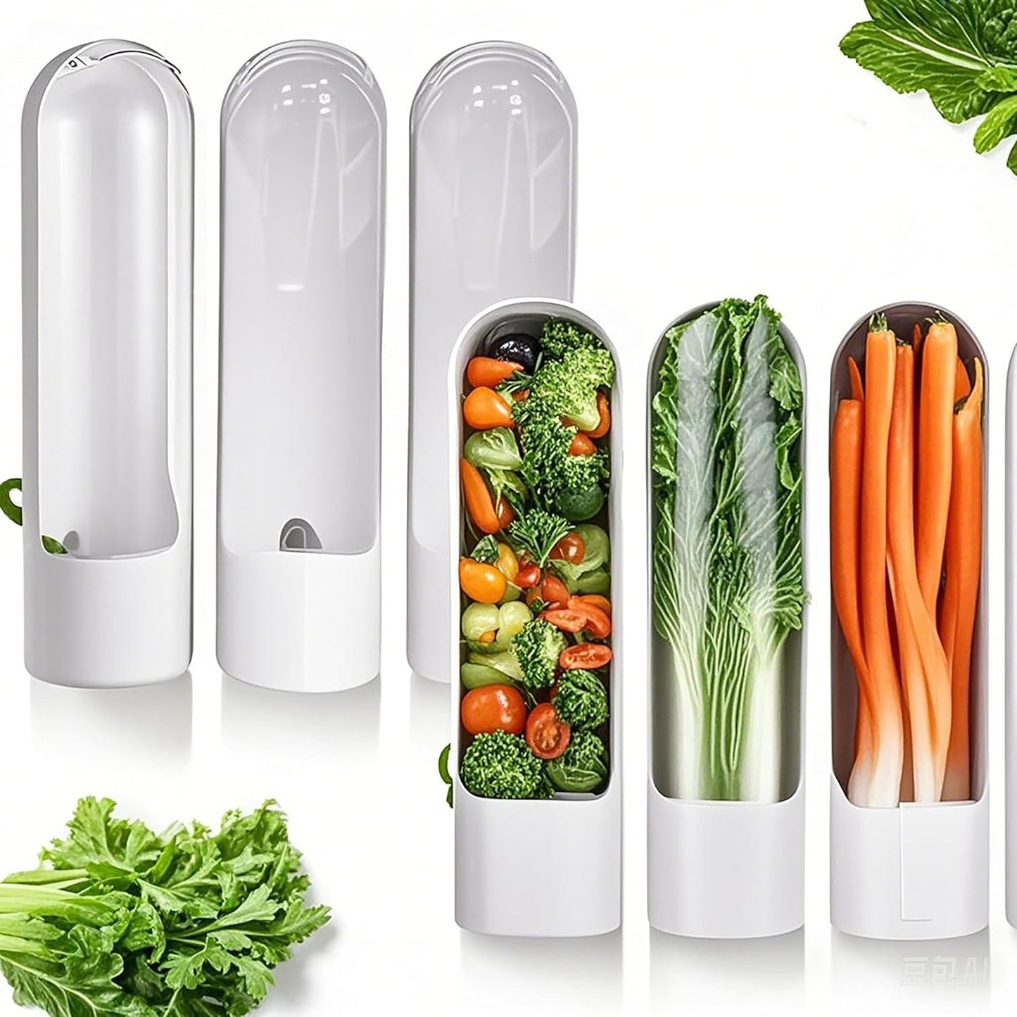 3Pack Herb Saver for Refrigerator for Cilantro, Parsley, Asparagus, Mint,Vegetable Preservation Containers, Keeps Greens Vegetables for 2-3 Weeks