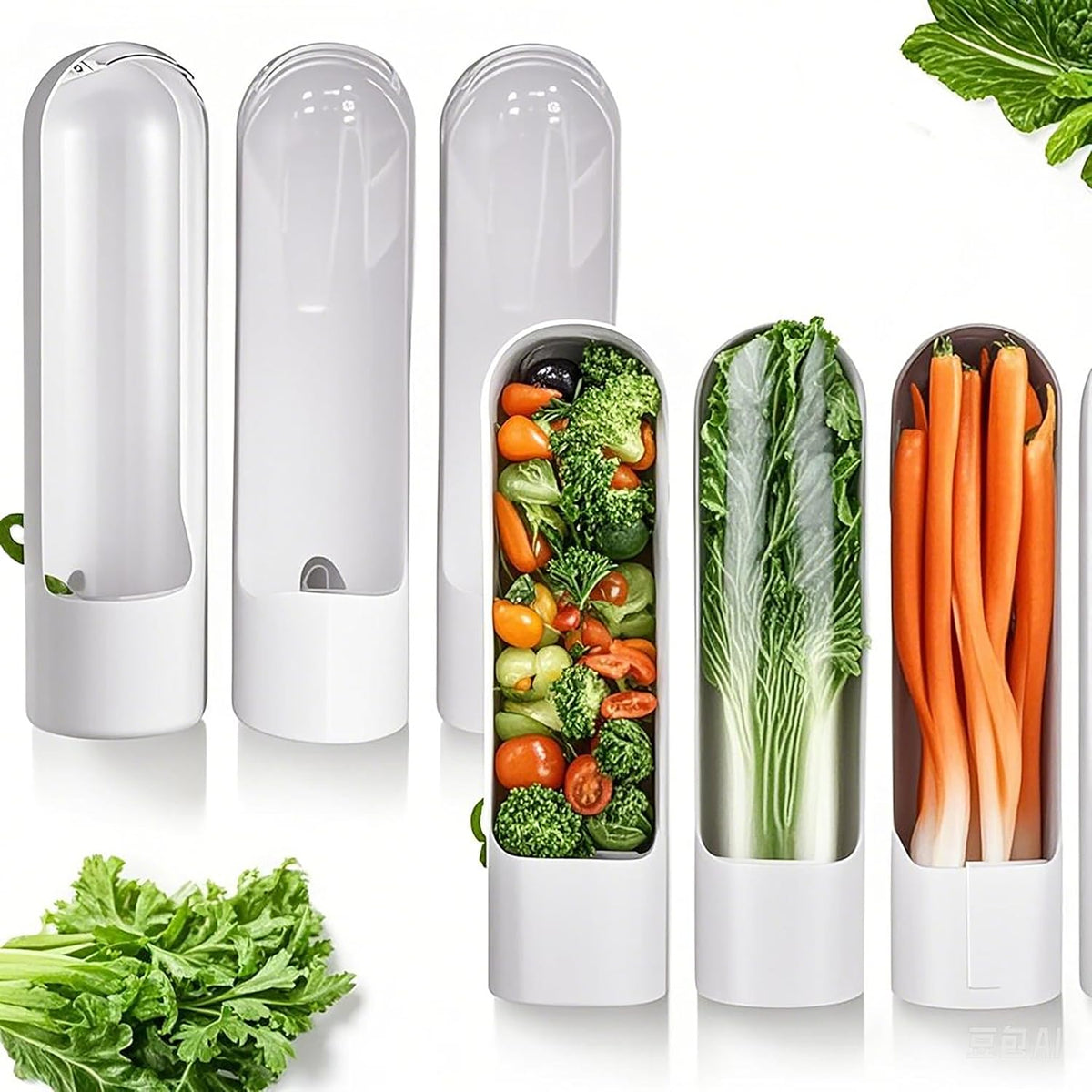 3Pack Herb Saver for Refrigerator for Cilantro, Parsley, Asparagus, Mint,Vegetable Preservation Containers, Keeps Greens Vegetables for 2-3 Weeks