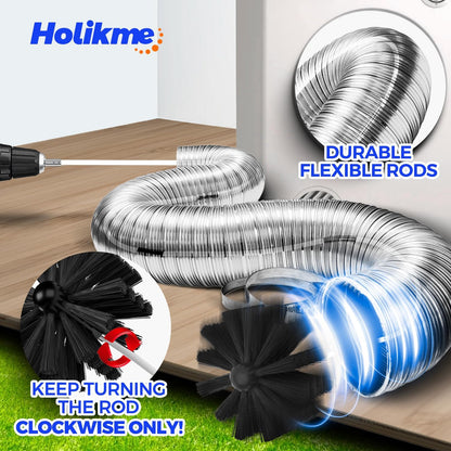 Holikme 16Ft Dryer Vent Cleaner Kit - Flexible Lint Brush for Deep Cleaning | Flexible Nylon Rods, Synthetic Brush Head, Drill Attachment, Deep Clean, Lint Removal, Easy DIY Assembly, Home Essential