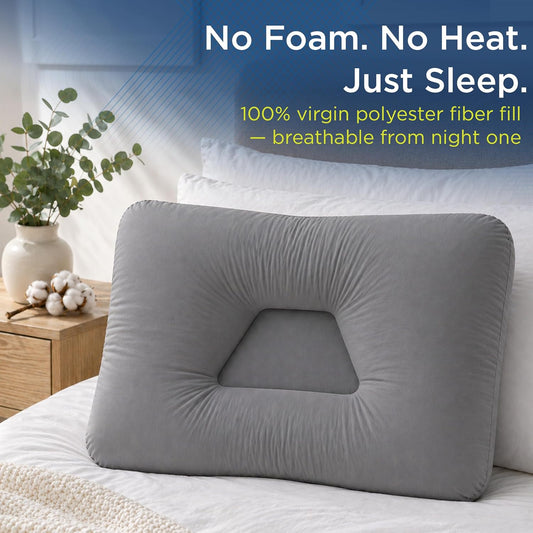 Next-GEN Premium Neck & Cervical Pillow – Breathable Fiber Fill Orthopedic Neck Pain & Headache Relief – Dual Roll Support for Back & Side Sleepers – Latex Free – Petite 19"x12" Grey