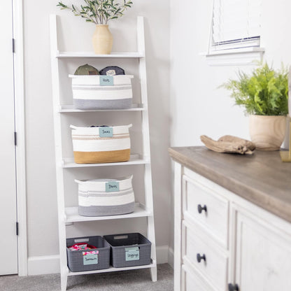 Hygge & Sage: Metal Non-Slip Basket Labels Clip On for Storage Bins, or Wire Racks | Includes 8 Labels, 8 Non-Slip Pads, and 1 Free Marker (Cream)