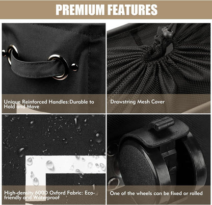 DOKEHOM 25" Slim Rolling Laundry Basket Hamper, Narrow on Wheels, Grey | Collapsible narrow laundry hamper with mesh drawstring closure. Foldable corner clothes storage bin for small spaces