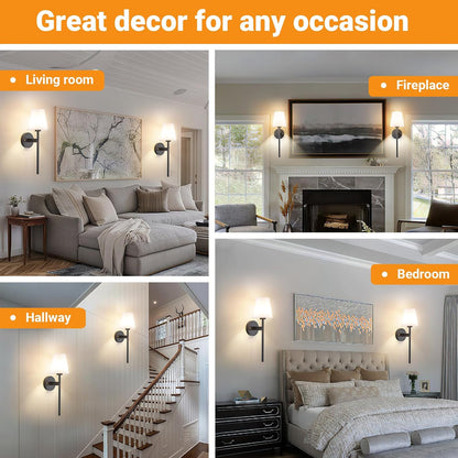 Nekhung Battery Operated Wall Sconce, Peel and Stick Sconces Set of 2