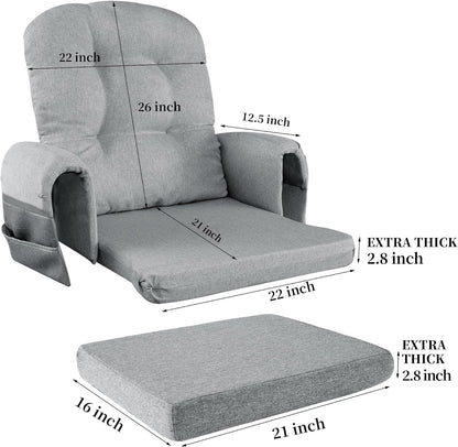 HOMBYS Glider Rocker Replacement Cushions with Storage Side Pocket,Linen-Like Fabric, Foam & Microfiber Filling, Non-Slip & Washable,Thickened & Supportive for Glider Rocking Chair (Khaki)