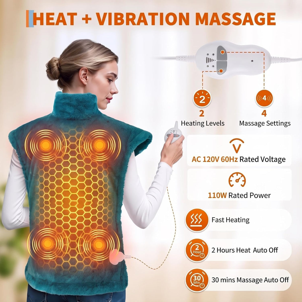 Massaging Heating Pad for Neck and Shoulders and Back, Gifts for Mom Dad