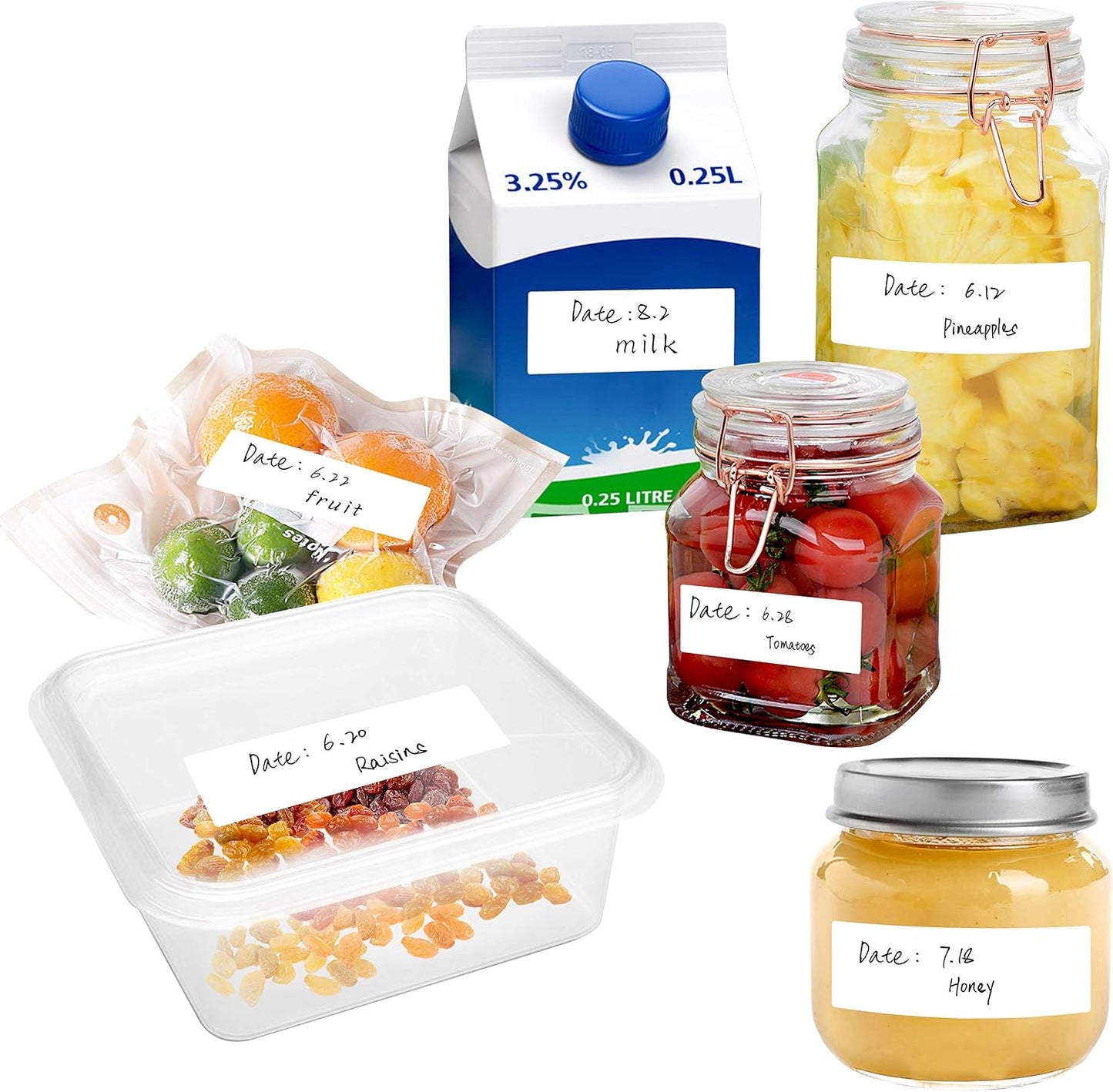 1000 Removable Food Labels, Water/Oil/Tear Resistant Blank Stickers with Perforation Line for Food Containers, Freezer, Fridge, Jars, Pantry, Organization (1” x 2”)
