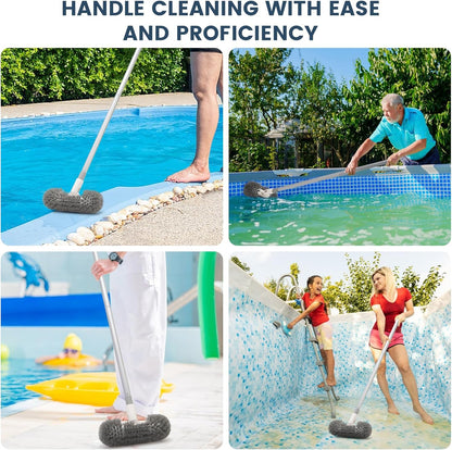 Hoklnuse Deck Brush with 51" Long Handle 360° Cylindrical Scrub Cleaner Tool for Cleaning Boat Pool Bathroom Ground 120° Swivel Floor Scrubber for Tile Grout Patio Tub Spa Adjustable Pole