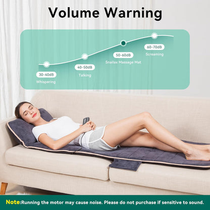 Snailax Memory Foam Massage Mat with Heat, 10 Vibrating Motors Full Body Massager Pad for Back Pain Relief, 6 Heating Pads for Neck, Lumbar, and Leg - Gifts for Mom
