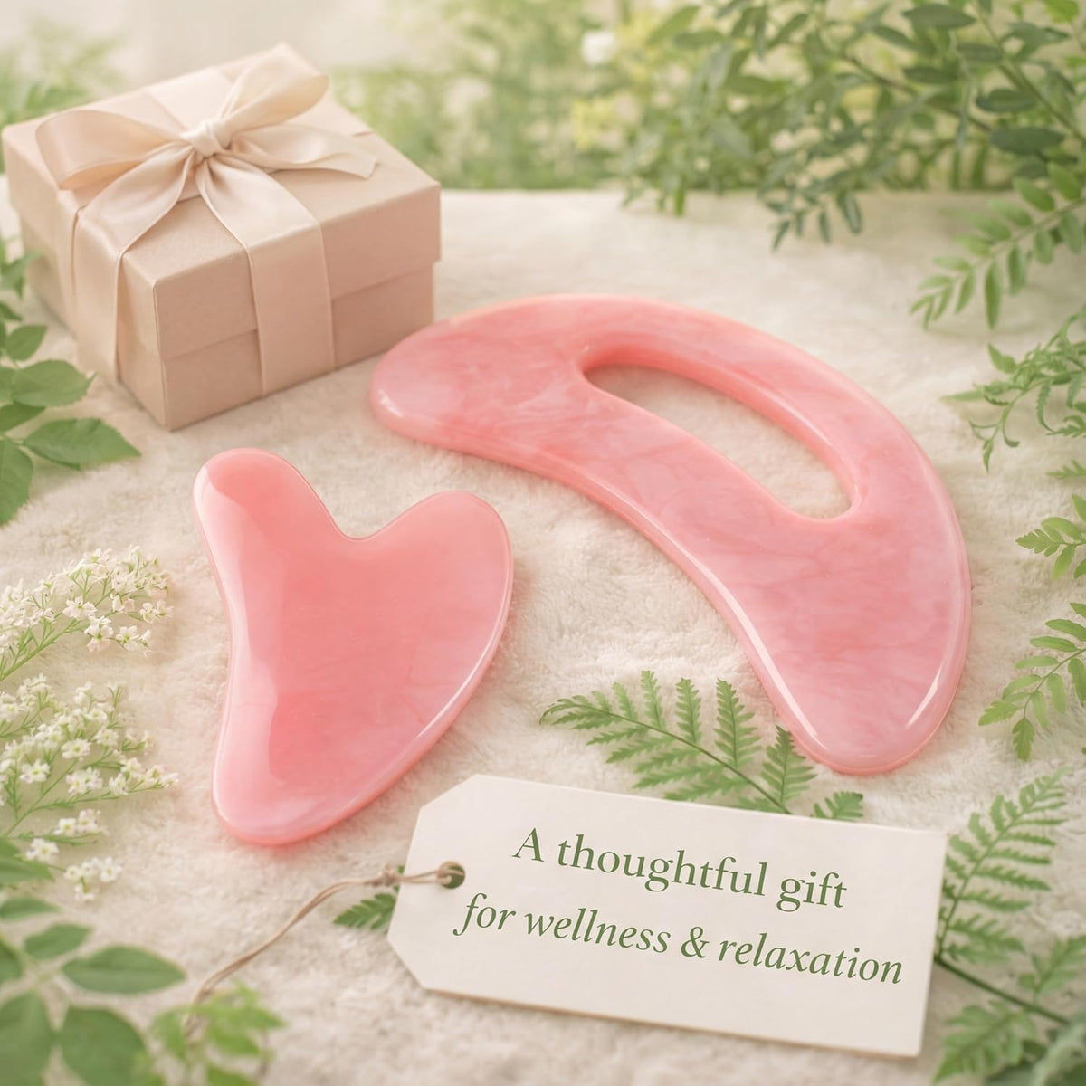 BBTO 2 Pcs Gua Sha Tools Body Scraper with Grip Facial Massage, Clear