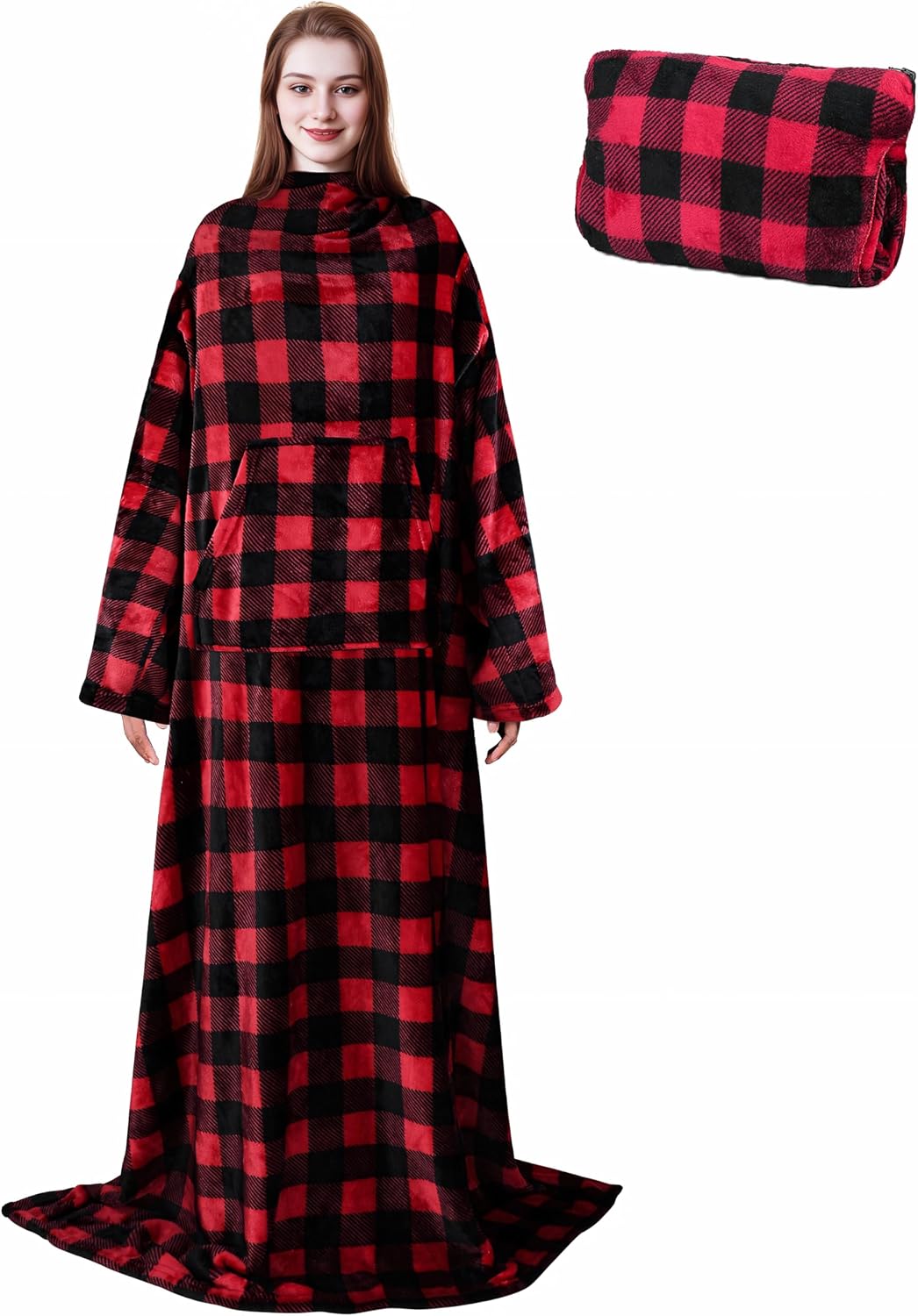 Solaris Wearable Blanket with Sleeves for Adults, Softness Comfort Warmth Fleece Gift for Women Men, Snuggy Body Throw TV Blanket for Home Office Lounge, Gift for Your Lover