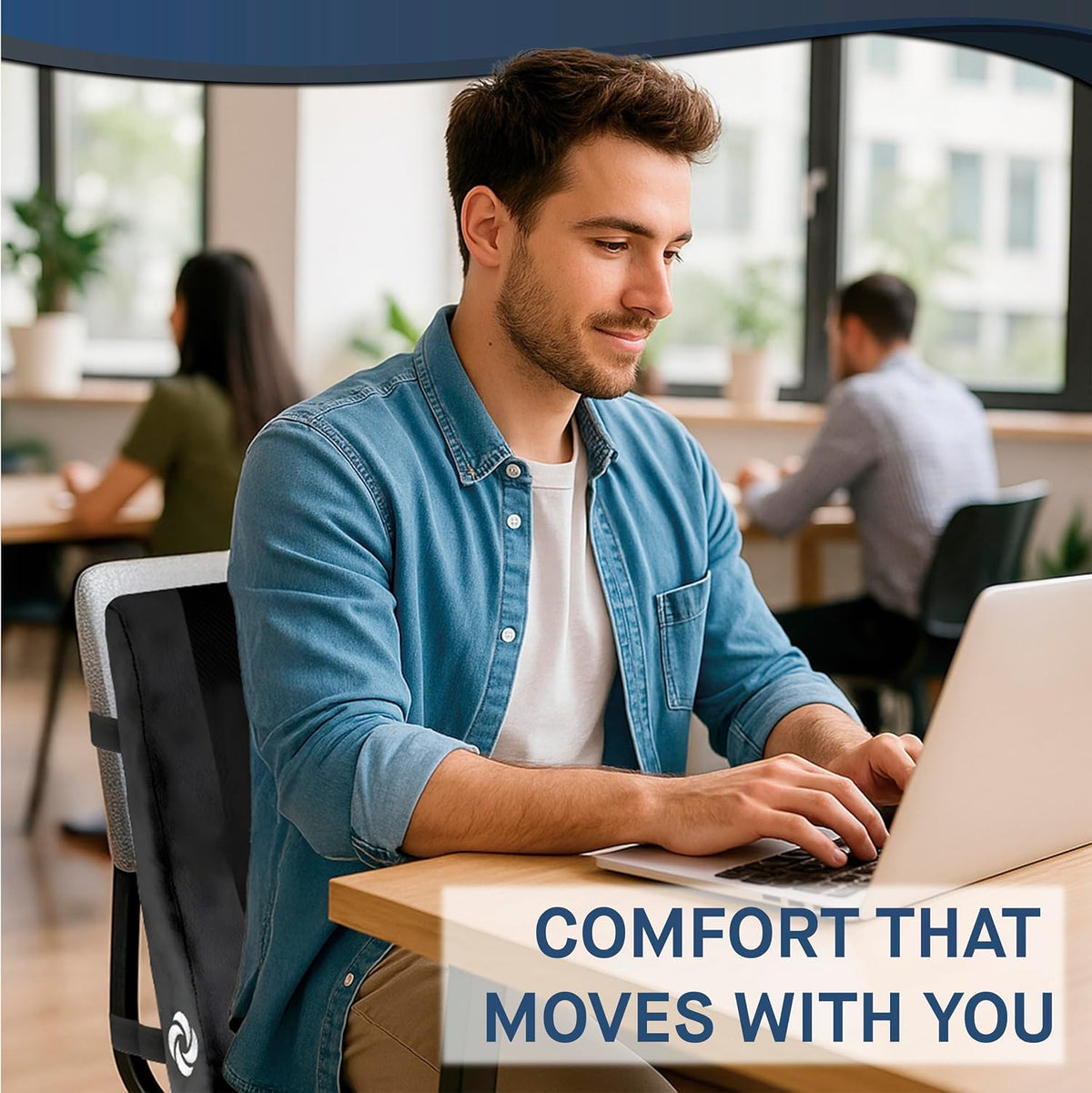 Samsonite Ergonomic Lumbar Support Pillow for Office Chair and Car Seat - Memory Foam Back Support Lumbar Pillow, Premium Cushion Chair Support for Lower Back Pain Relief and Versatile Use (Navy)