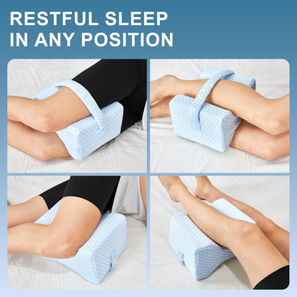 UJPFEO Knee Pillow for Side Sleepers, Leg Pillow for Sciatica, Back, HIPS, Knees, Joints Pain Relief,Pillows for Between Legs While Sleeping Spine Alignment Support & Relieves Pressure,Cooling White