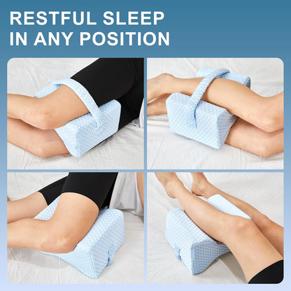 UJPFEO Knee Pillow for Side Sleepers, Leg Pillow for Sciatica, Back, HIPS, Knees, Joints Pain Relief,Pillows for Between Legs While Sleeping Spine Alignment Support & Relieves Pressure,Cooling White
