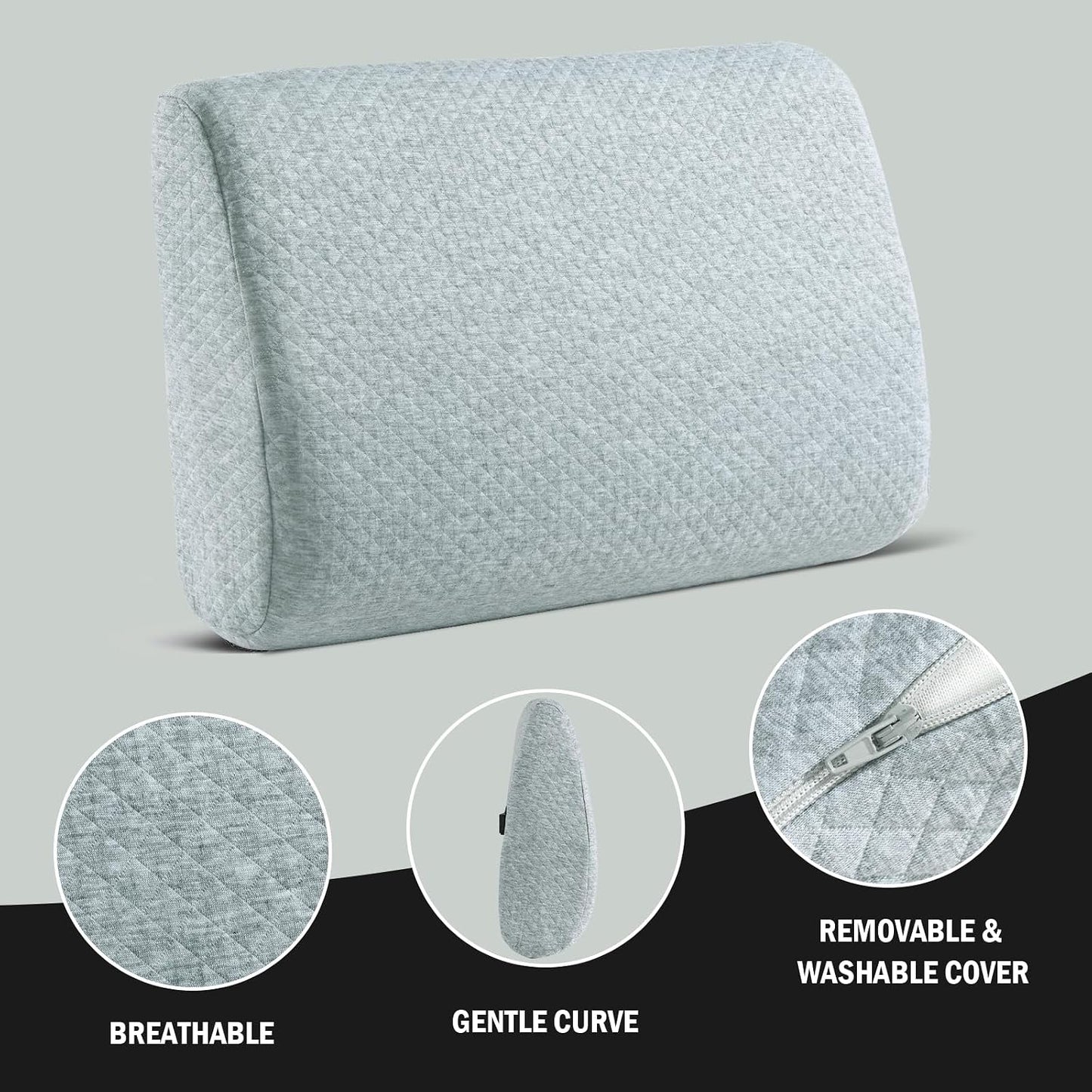HOMBYS Lumbar Support Pillow for Recliner Chair, Memory Foam Back Support Cushion for Elderly,Extra Large Lumbar Support Pillow,Thick Backrest for Home Reading (Grey, 20“x13.5"x5")