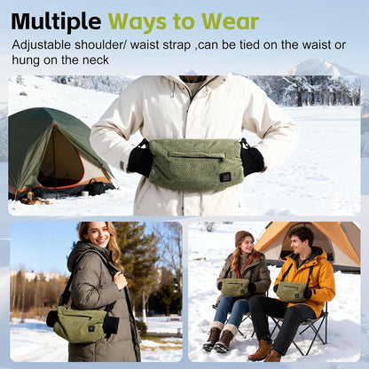 Electric Heated Hand Warmer Pouch,Football Hand Warmer with Double Sided Heating Areas,Zipped Pocket and Adjustable Strap,Heated Hand Muff Ideal for Football,Hunting,Fishing,Camping,Golf