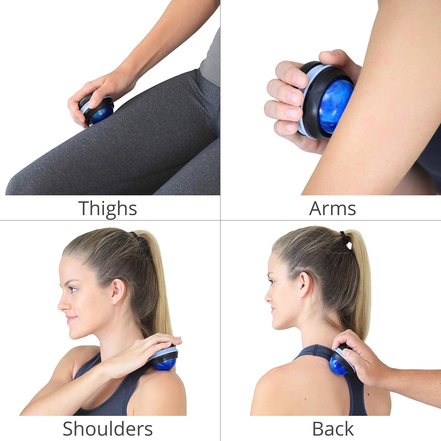 Body Back Massage Roller Ball - Body & Neck Massager for Muscle Recovery | FSA Eligible 360° Rolling Ball Massager For Sore Muscles, Handheld Massage Roller Ball For Full Body Tension Relief, Purple