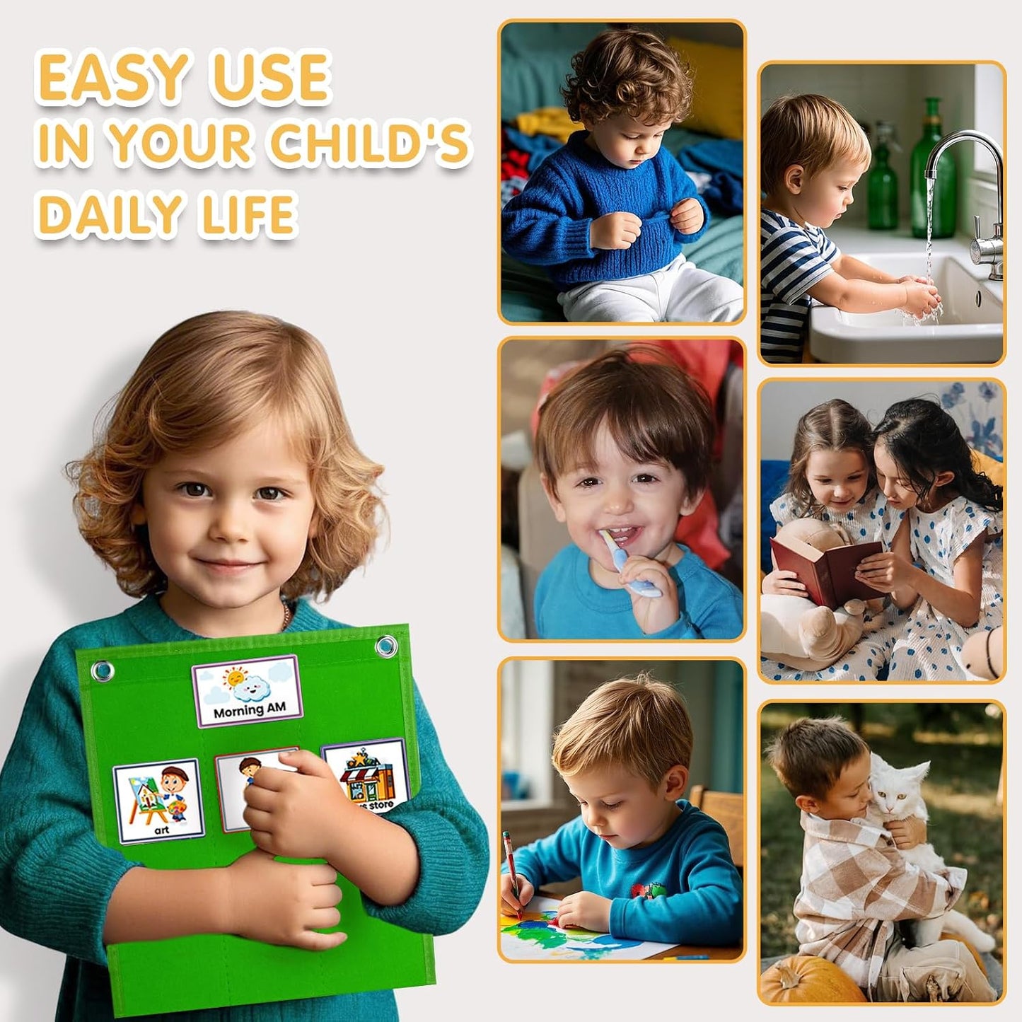 Visual Schedule for Kids with Autism Chore Chart for Toddler Planning Board Daily Routine Chart Autism Learning Materials Classroom, Home Use with 124 Cards (Blue)