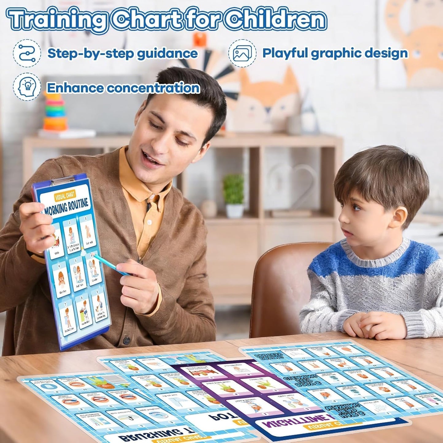 6 PCS Daily Step Visual Schedules Night and Morning Routine Chart for Kids Laminated Children Self Care Chart Visual Guide for Children Special Needs and Autism Promotes Independent Hygiene Routine