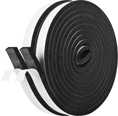 Kikerike Self Adhesive Foam Tape Weatherstrip 1/2In x 1/4In x 42Ft High Density Foam Insulation Strips Seal Weather Stripping with Strong Adhesive for Door and Window Sound Isolation Soundproofing