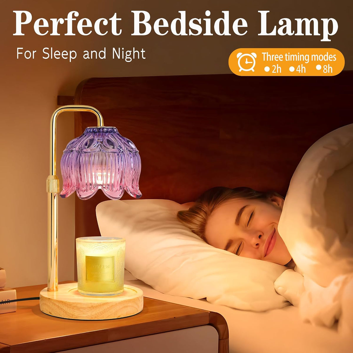 XJZJY Pink Flower Candle Warmer Lamp with Timer, Birthday Gifts for Women