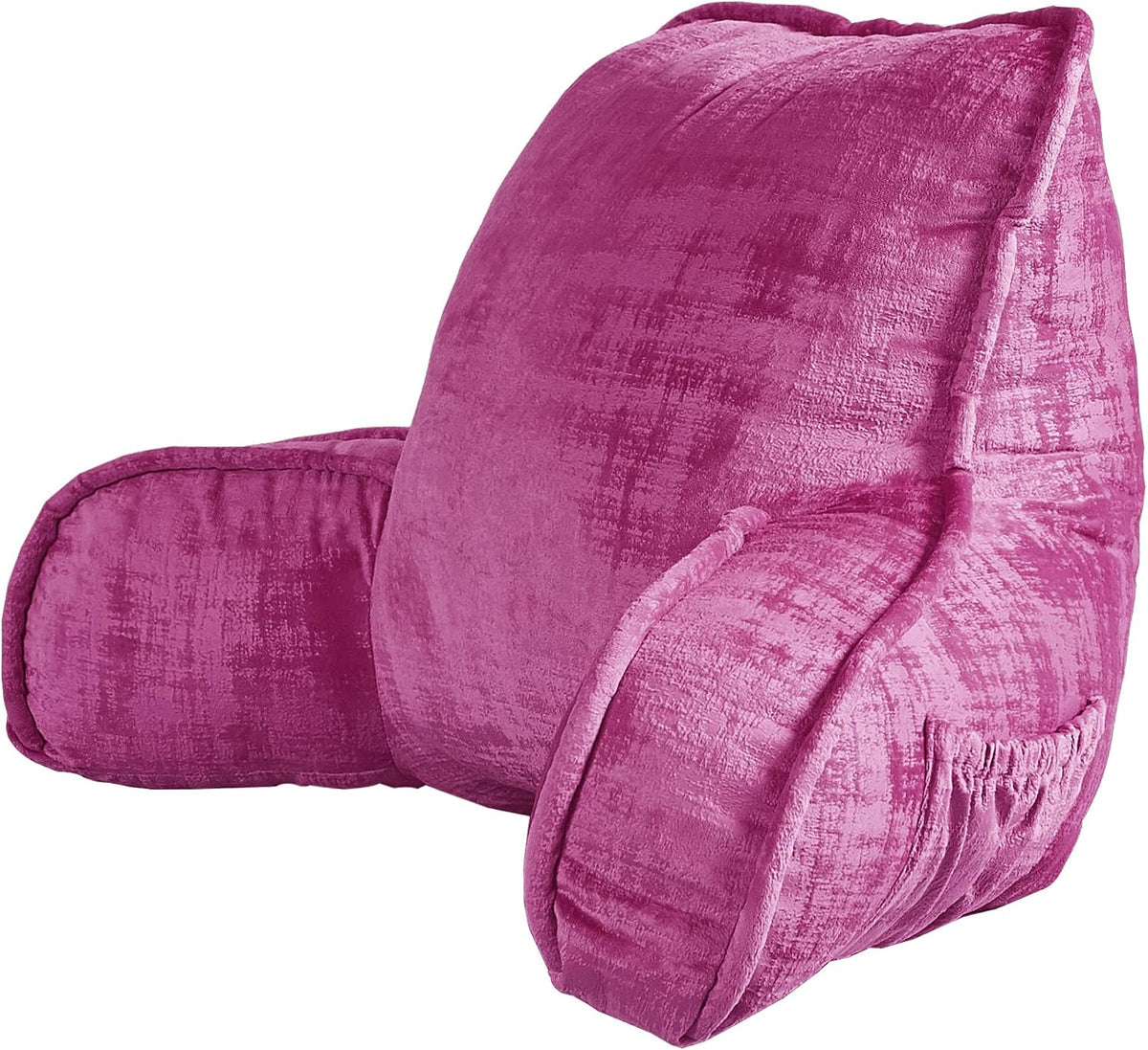 DIY Assembly Art Velvet Backrest Reading Bed Rest Pillow with Arms & Pockets, 18" H for Sitting in Bed Couch Sofa, Back Support Cushion with Removable Cover, 20"x18"x17", Aqua