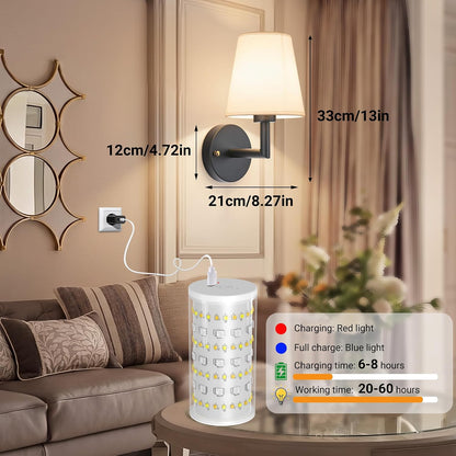 Nekhung Battery Operated Wall Sconce, Peel and Stick Sconces Set of 2