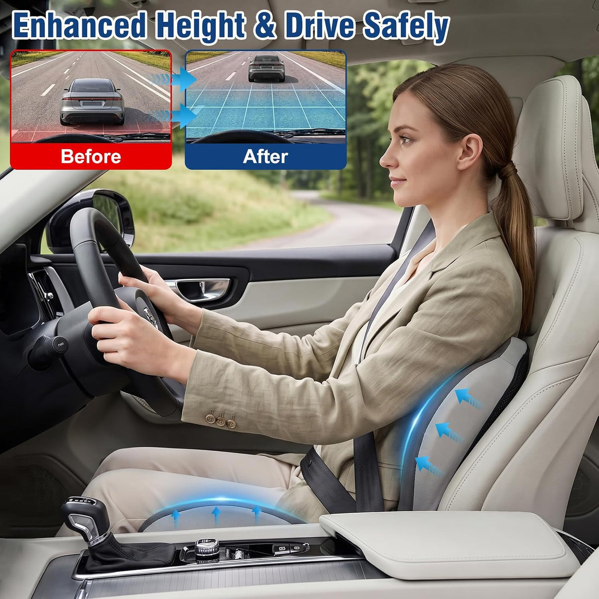 Car Seat Cushion Office Chair Cushion with Lumbar Support Pillow