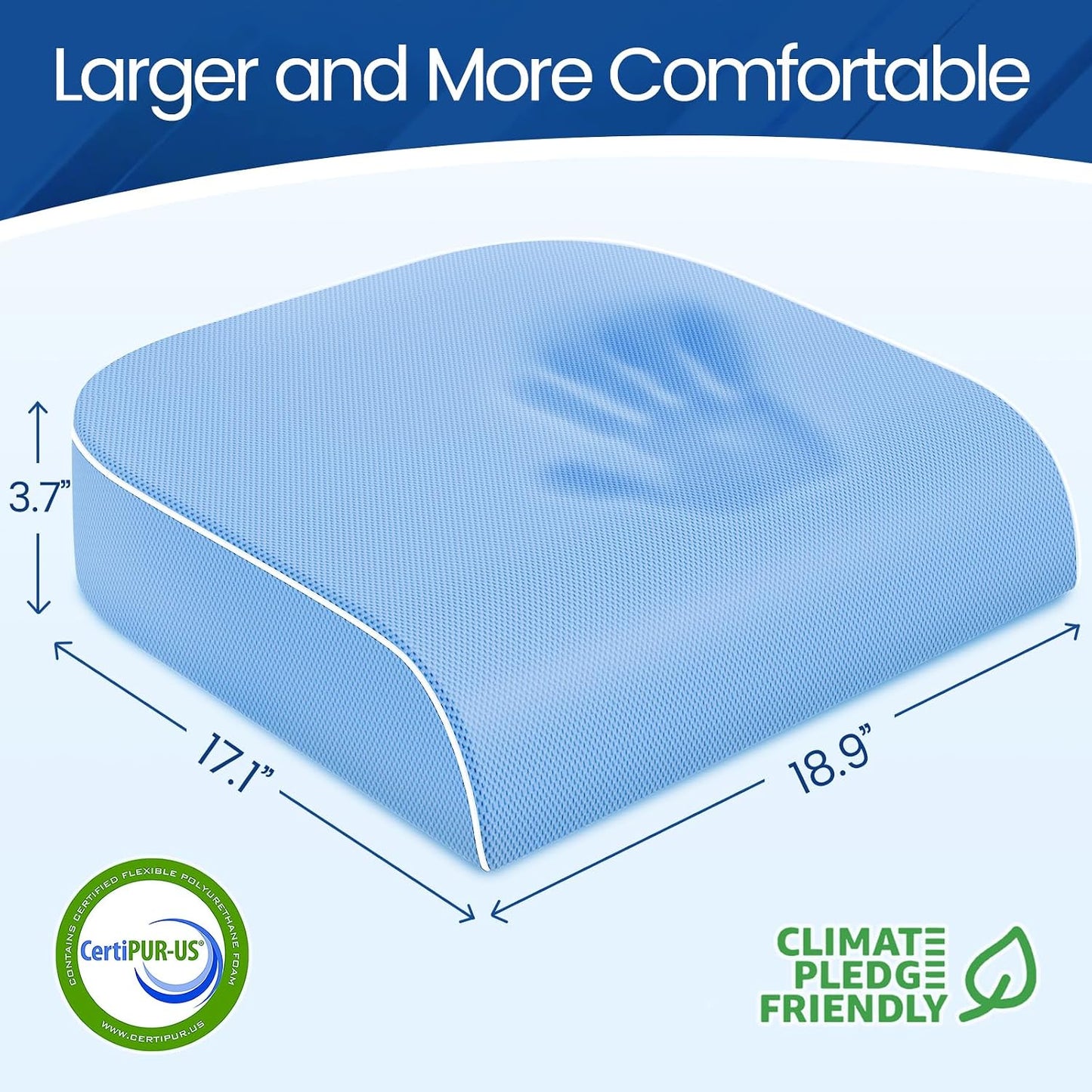 SweetSlubr Seat Cushion, Chair Pad, Memory Foam Large Cushion | Office Chair Cushion for Tailbone Pain Relief, Non-Slip Cover, Soft Support for Office Chair, Car Seat, Airplane,Large/Black
