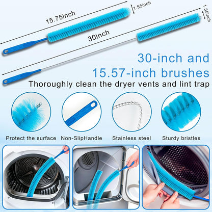 Universal Dryer Vent Cleaner Kit with Vacuum Hose - 4-Piece Lint Brush & Attachment Set for Clothes Dryer, Shop Vac Accessories, Lint Trap Cleaner & Home Maintenance Tools