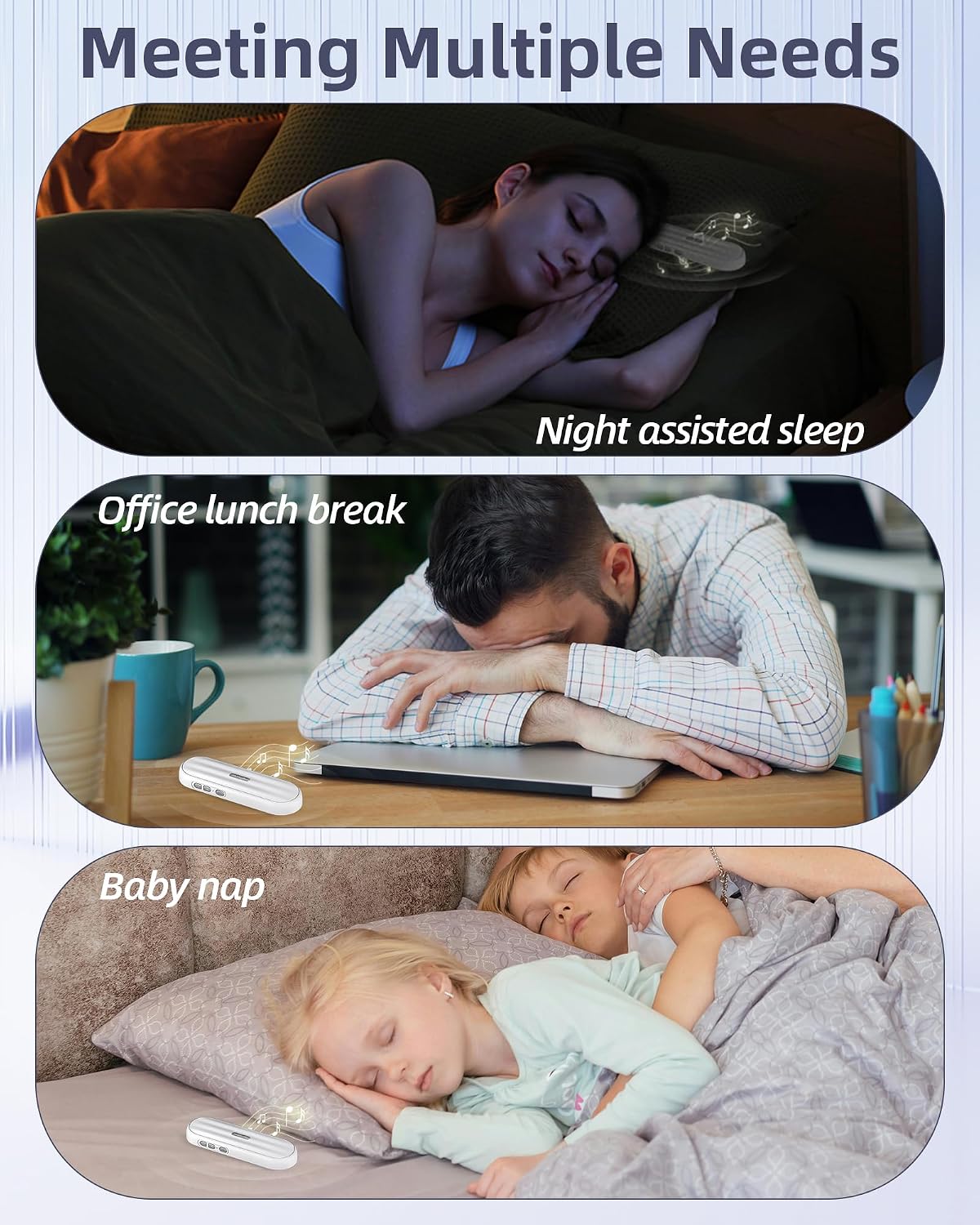 Under Pillow Speaker Bluetooth for Sleeping: Private White Noise Speaker with Bone Conduction for Sleep -Silver