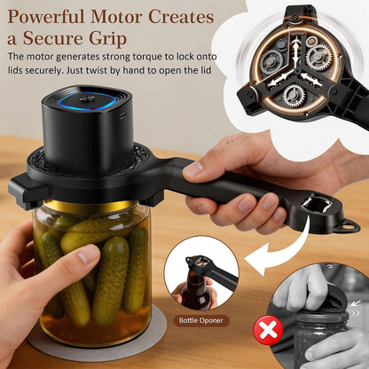 Electric Jar Opener for Seniors with Auto-Adjusting Gripper,Fit 1"-3.5" Cap | Rechargeable Jar & Bottle Openers for Weak Hands and Arthritis, Easy Twist Off Lid Opener with Rubber Gripper Pad，Red