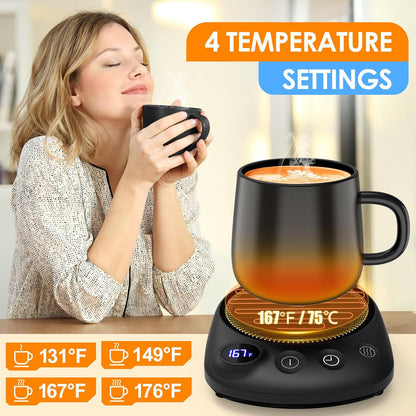 Coffee Mug Warmer - Fastest Heating & Highest Temperature, Coffee Cup Warmer for Desk Auto Shut Off, 4 Temp Settings & 1-12H Timer, Smart Electric Beverage Warmer for Coffee, Tea (Black)