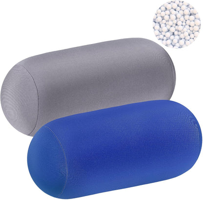 Geelin 2 Pcs Microbead Roll Pillow 11.8 x 6.3 Inch Soft Pillow Bolster Cylindrical Pillow Microbead Pillows for Sleeping Home Travel Neck Head Back Support Rest (Violet, Black)