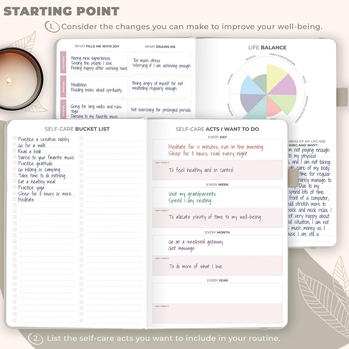 Clever Fox Self-Care Journal for Women, Daily Planner 5.8x8.3 Mystic blue