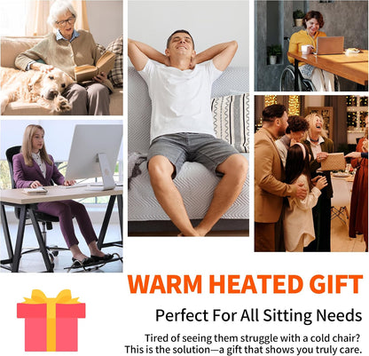 Heated Seat Cushion with 7 Heat Settings & 12-Hour Timer Shut-Off Function Office Chair Pad, Auto Shut-Off Protection, Soft Plush Cover, Non-Slip Bottom for Office Chair & Wheelchair (Black)
