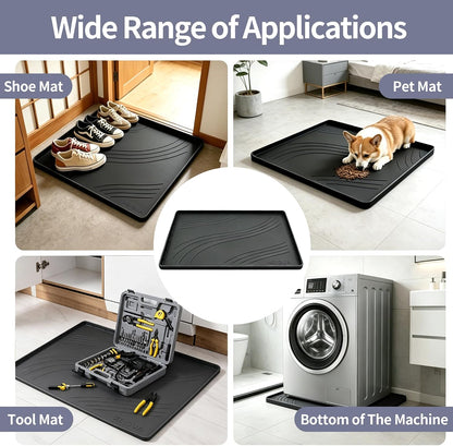 Washing Machine Pan, Drain Pan, Large 33×30/4 LBS Silicone Drain Pan, Waterproof Non-Slip Drip Tray with Raised Edge, Anti-Vibration Floor Leak Protector for Washer, Dryer and Laundry Room