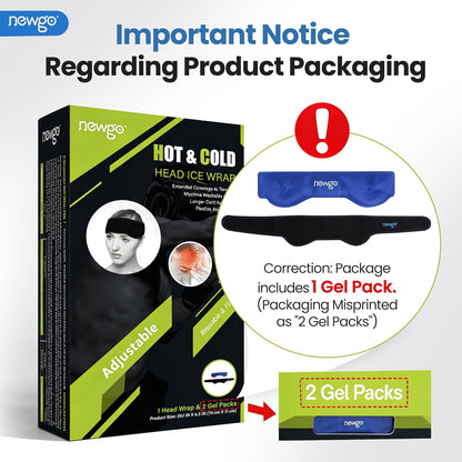 NEWGO Headache Ice Pack Head Wrap for Migraines, FSA Eligible | Reusable Head Ice Wrap, Removable Machine Washable, Soothes Tension Headaches, Sinus Pain, Chemo Discomfort, and Hot Flash