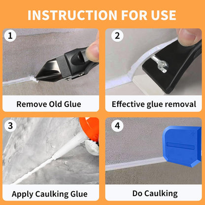 Caulking Tool Kit with Caulk Remover & Putty Knife Scraper | Multifunctional Caulking Tool Set with Caulk Remover, Professional Putty Knife Scraper for Smooth, Clean Sealant Joint