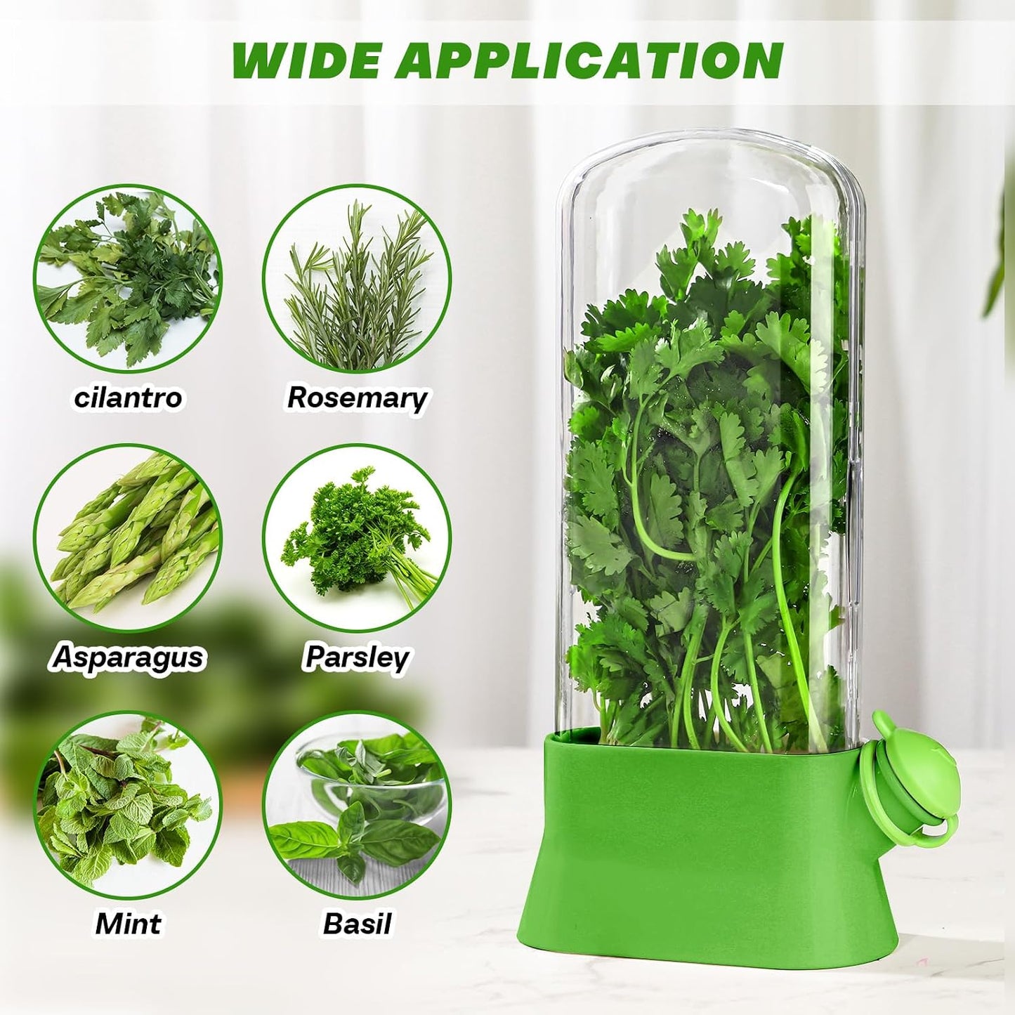 2 Pieces Herb Saver for Refrigerator Fresh Herb Keeper Cilantro Container for Fridge Saver Pod for Cilantro, Parsley, Asparagus, Keeps Vegetables for 2-3 Weeks(White)