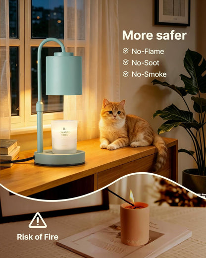 CASTLELIFE Dimmable Candle Warmer Lamp with Timer, Height Adjustable Candle Warmer for Jar Candles, Electric Wax Melt Warmer for Home Decor House Warming Gifts, Birthday Gifts for Women, Black Clear