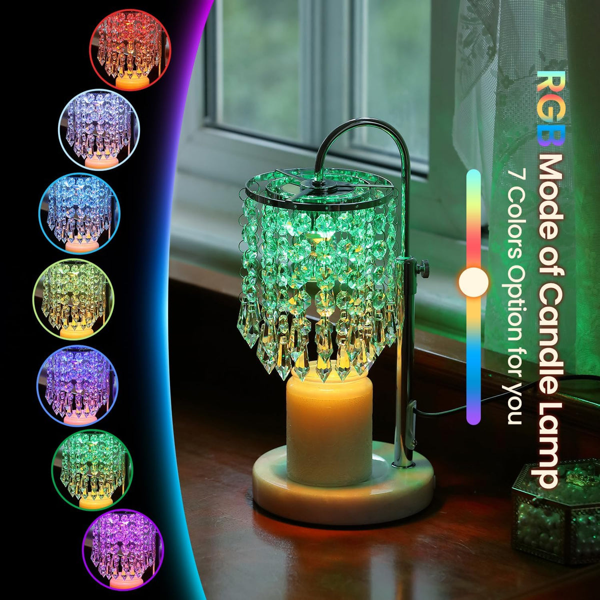 Candle Warmer Lamp with Timer Dimmer，2H/4H/8H Timer , Lamp Candle Warmer with Marble Base for Adjustable Height, Crystal Wax Melt Warmer for Jar Candles, House Warming Decor Gifts Mothers Day Gifts
