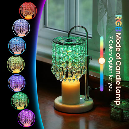 Candle Warmer Lamp with Timer Dimmer，2H/4H/8H Timer , Lamp Candle Warmer with Marble Base for Adjustable Height, Crystal Wax Melt Warmer for Jar Candles, House Warming Decor Gifts Mothers Day Gifts