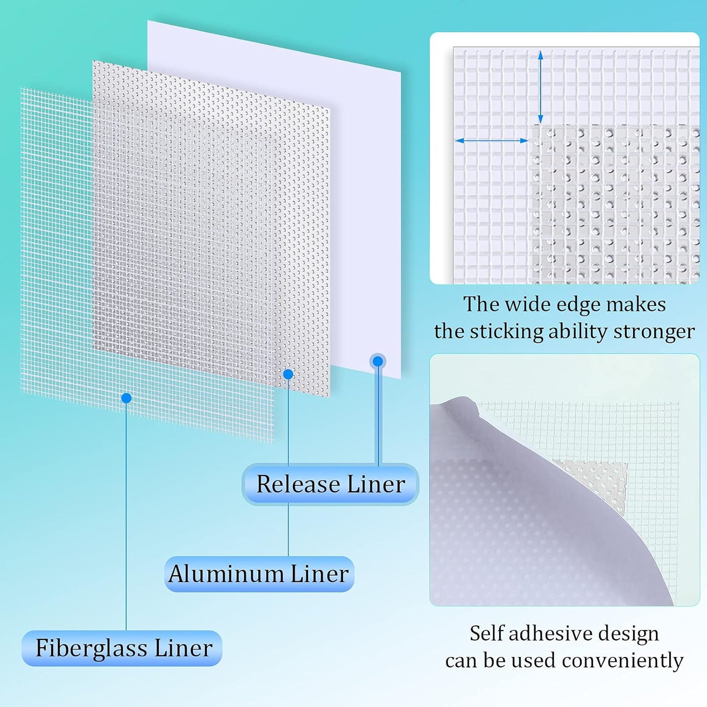 Hotop 18 Pcs Drywall Repair Kit 2/ 4/ 6/ 8'' Drywall Repair Patch Hole Wall Ceiling Patch with Self-adhesive Aluminum Mesh for Hole Spackle Plaster Paste Sheetrock Wall Repairs