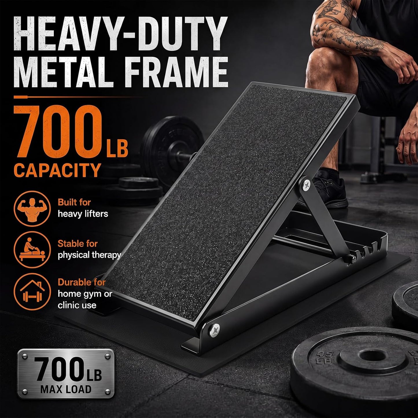 2 Pack Adjustable Slant Board for Calf Stretching, Steel Calf Stretch Board 20°-40° Non-Slip Squat Wedge with Handle for Exercise Rehab Leg Stretch and Plantar Fasciitis Relief
