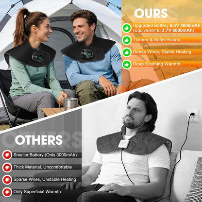Cordless Neck and Shoulder Heating Pad, Weighted Rechargeable Heat Neck and Shoulder Wrap, Cordless Neck Heating Pad Built in 8.4V 4000mAh Battery