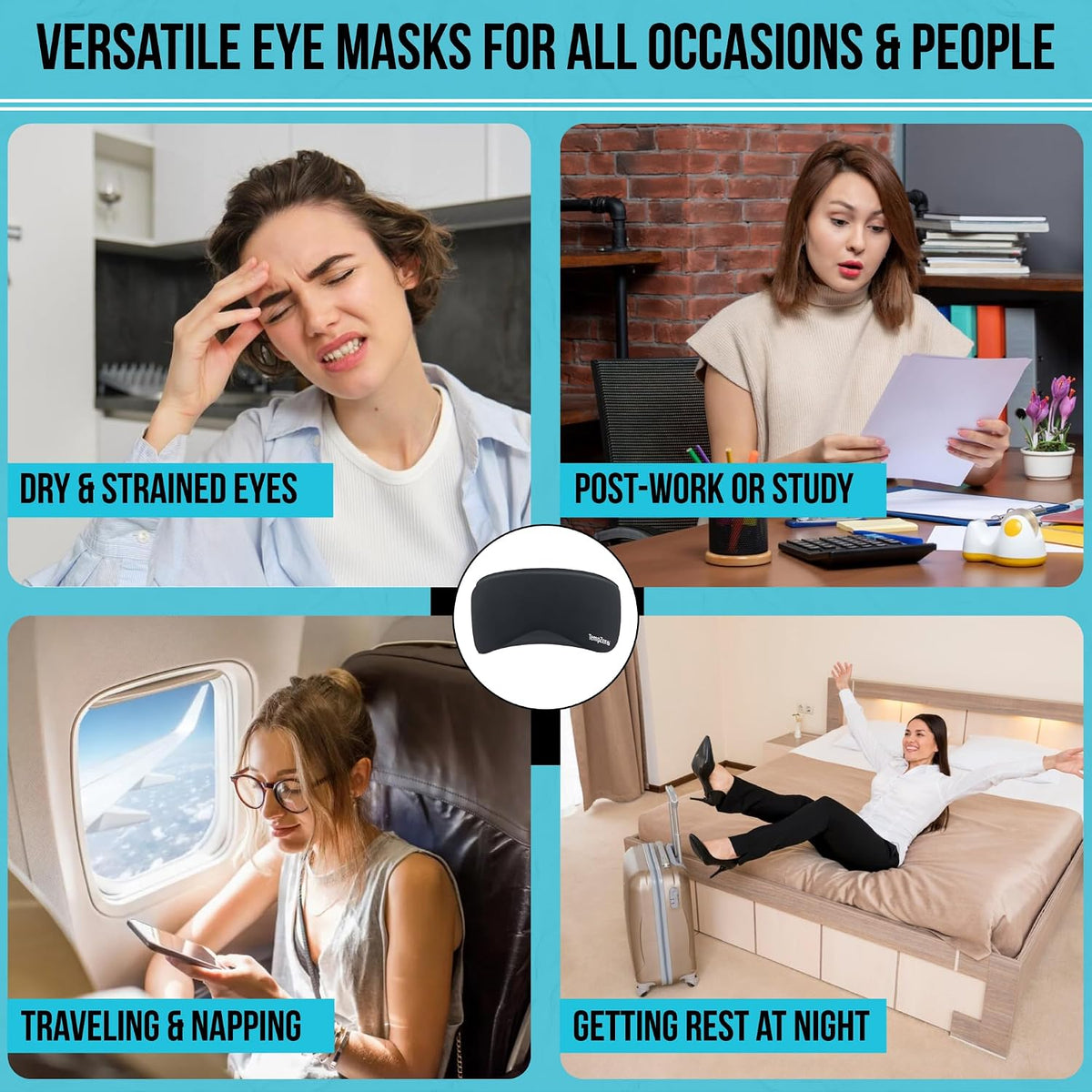 TEMP ZERO Gel Cooling Sleep Eye Mask - Warm Eye Compresses for Dry Eyes, Cooling Eye Masks for Puffy Eyes, Effective Hot & Cold Recovery, Retains Temperature Longer, Tension & Stress Relief