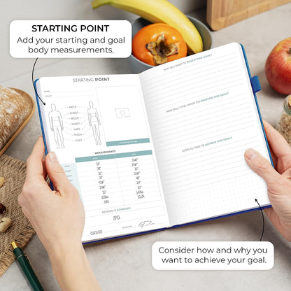 Clever Fox Food Journal for Women & Men, Weight Loss Tracker, Aquamarine